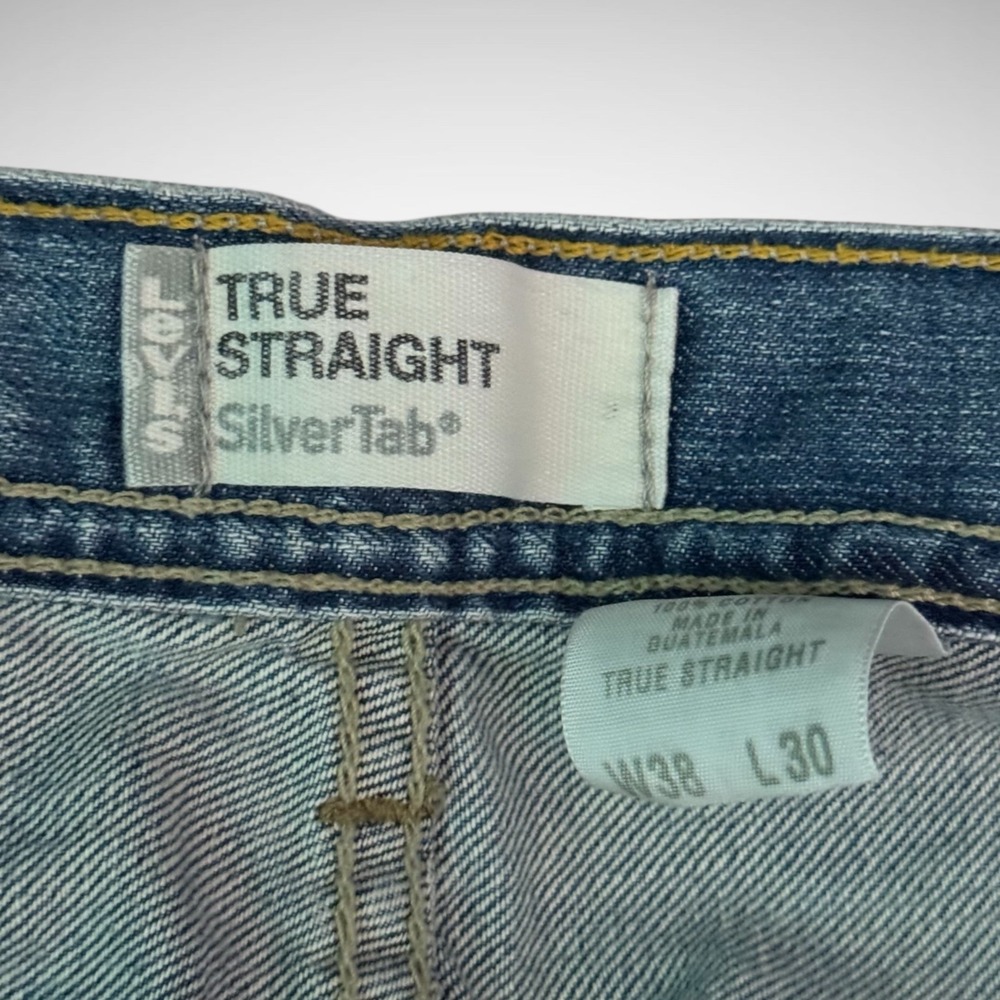 Levis Silver Tab Jeans Mens 38X30 Button Fly True Straight Blue Denim Y2K - Picture 4 of 10